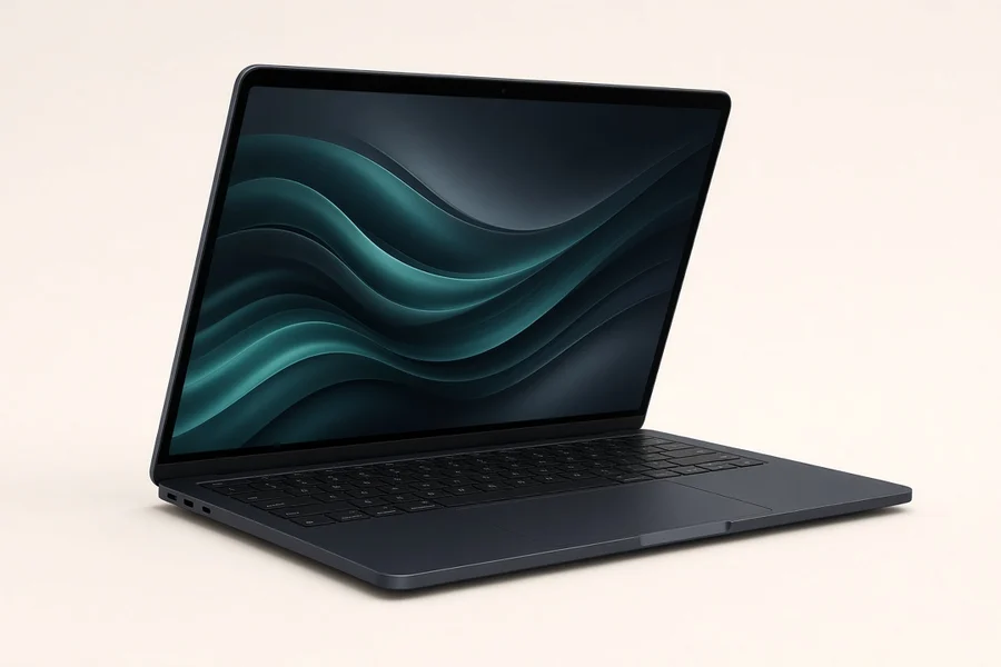 Conceptual Midnight MacBook Air illustration. Ask for photos of this exact unit